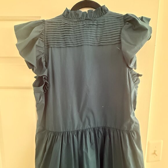 Dark Green Sea New York Dress with Ruffle Detail - Picture 2 of 4